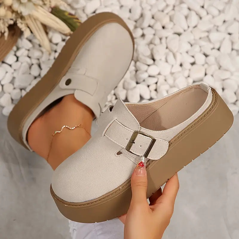 Retro Thick-Sole Half Slippers