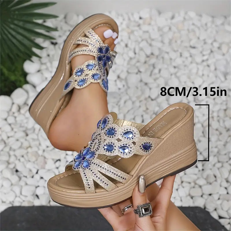Rhinestone Wedge Sandals