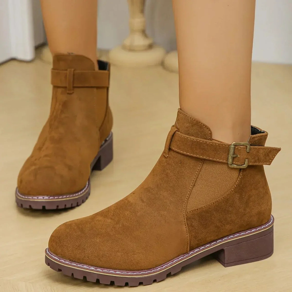 Rustic Charm Suede Ankle Boots