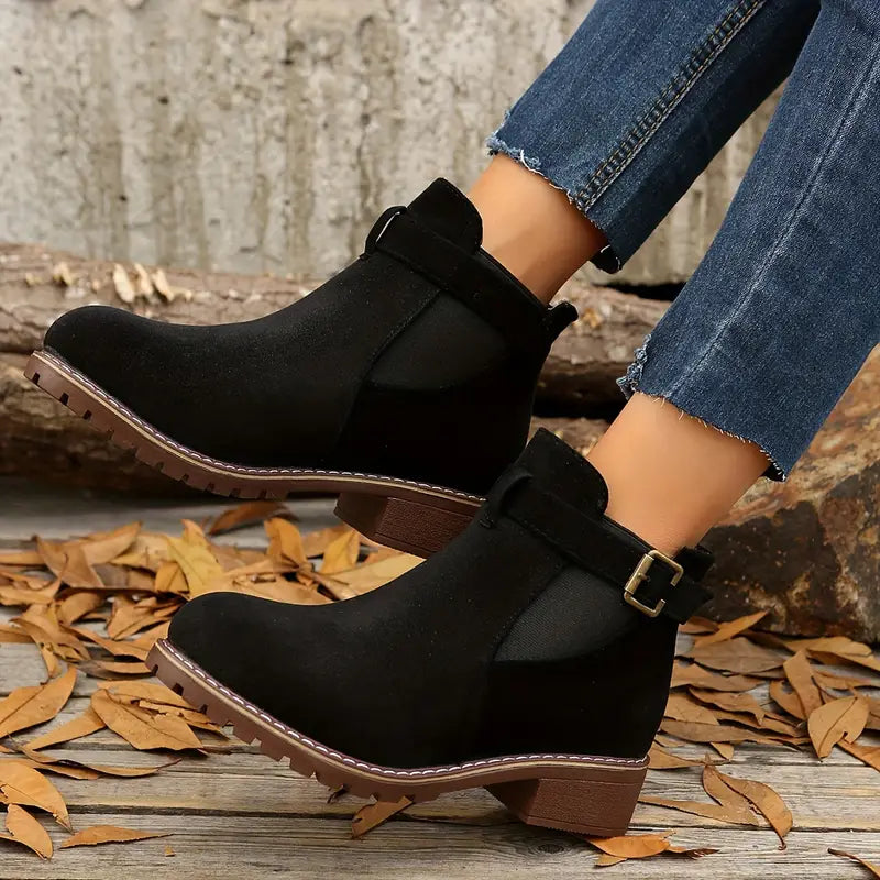 Rustic Charm Suede Ankle Boots