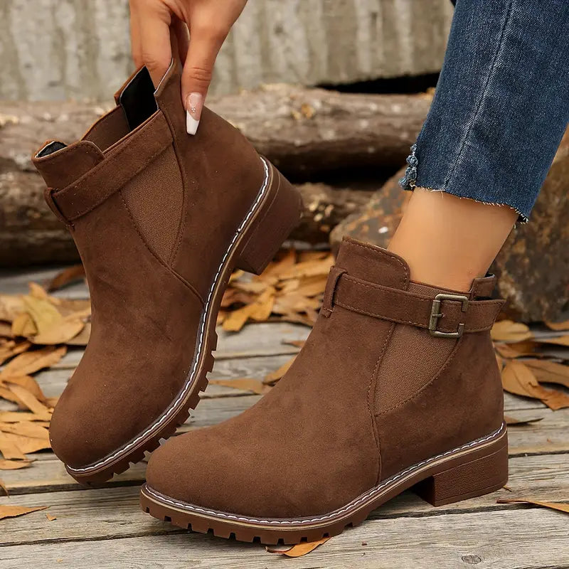 Rustic Charm Suede Ankle Boots