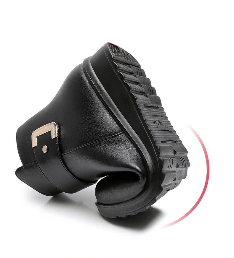 Supportive Leather Buckle Boots