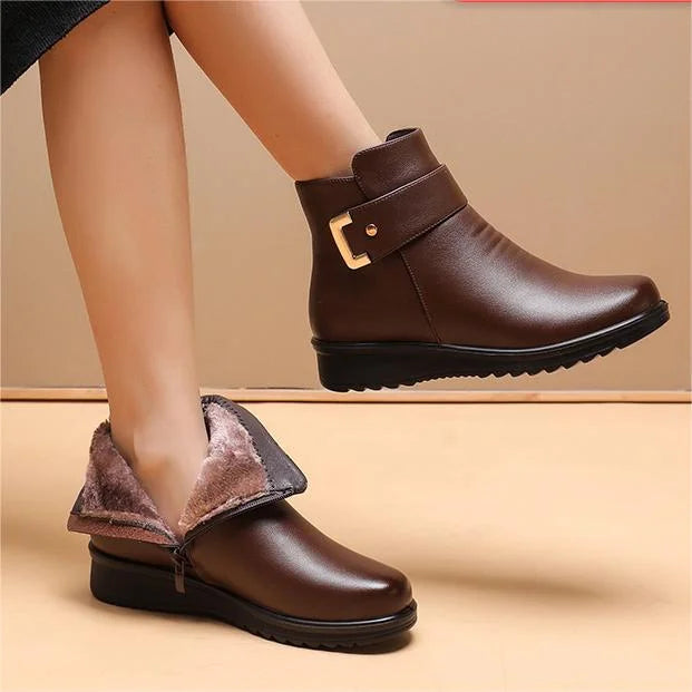 Supportive Leather Buckle Boots