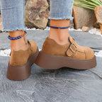 Velvet Suede Buckle Platforms