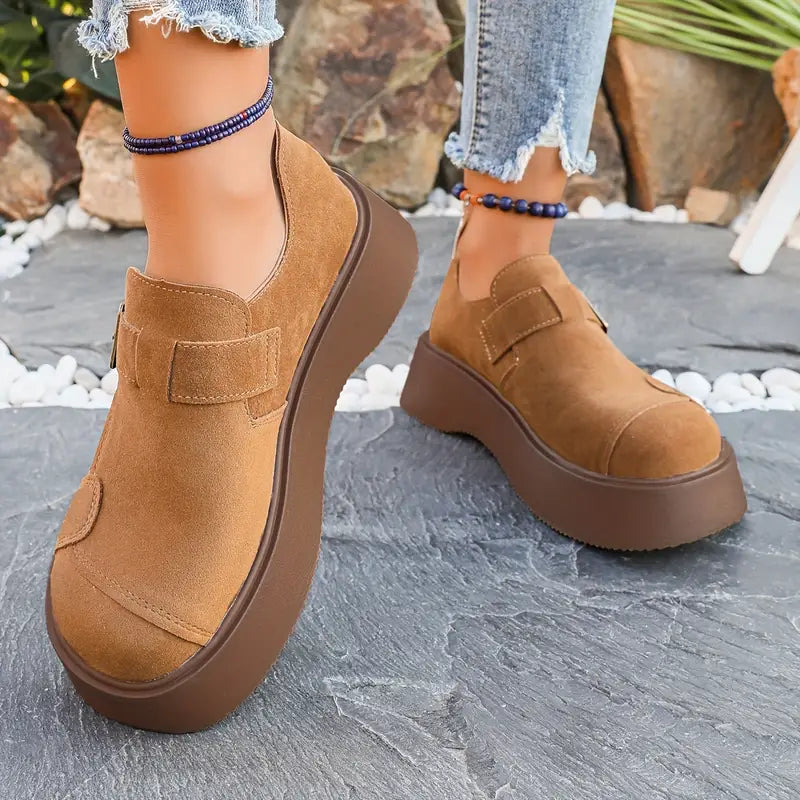 Velvet Suede Buckle Platforms