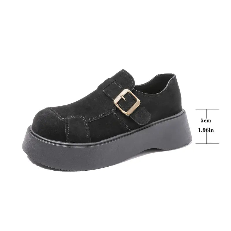 Velvet Suede Buckle Platforms