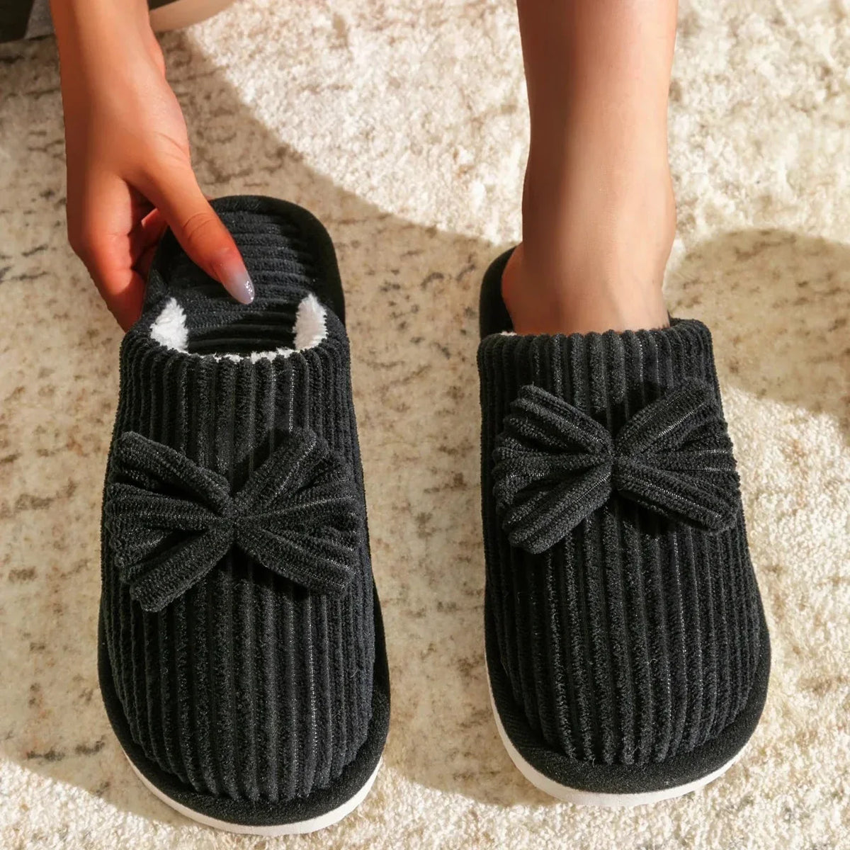 Warm Bow Slippers