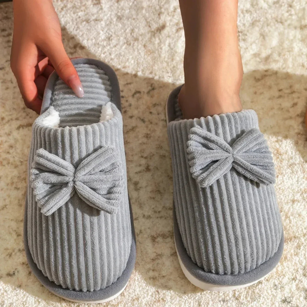 Warm Bow Slippers