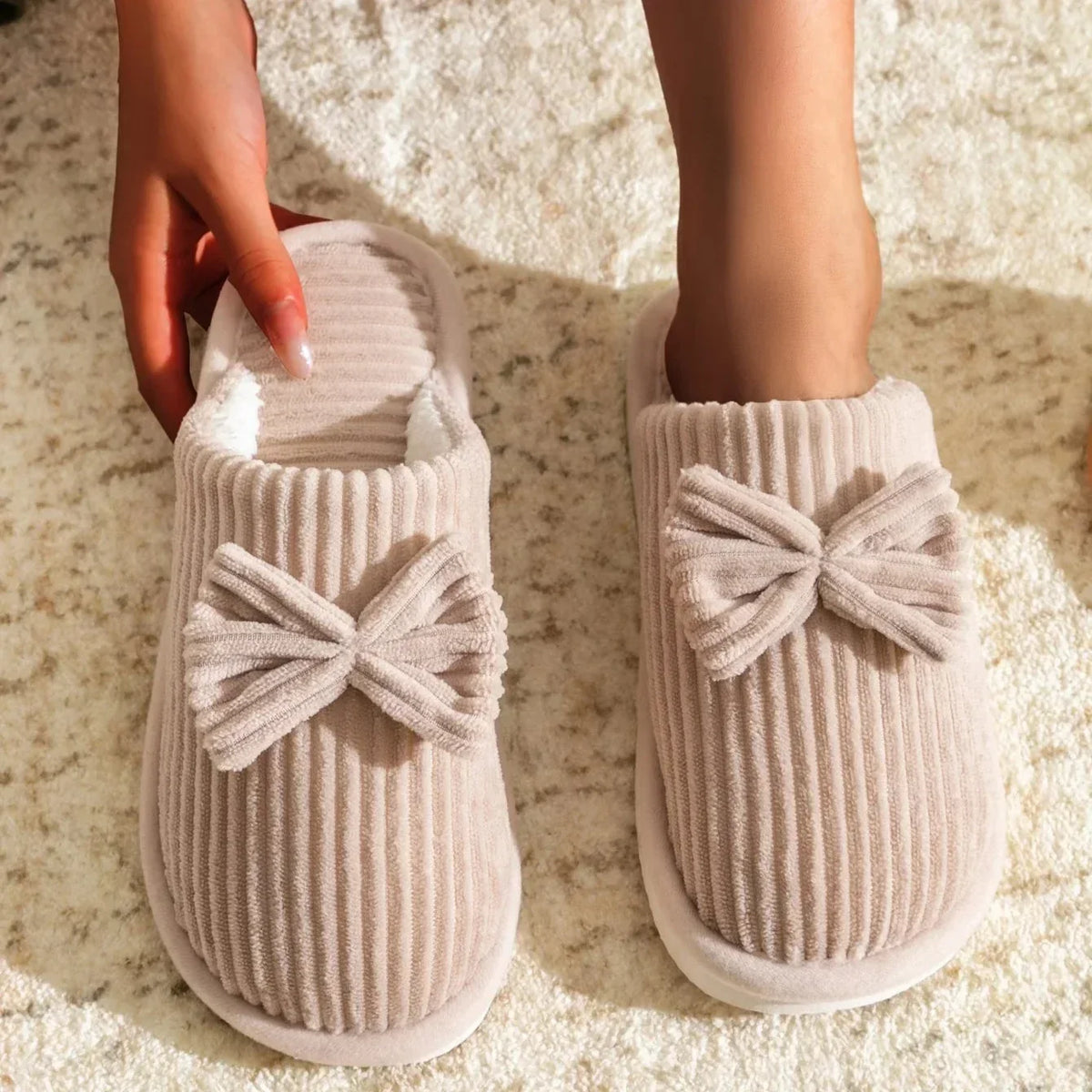 Warm Bow Slippers