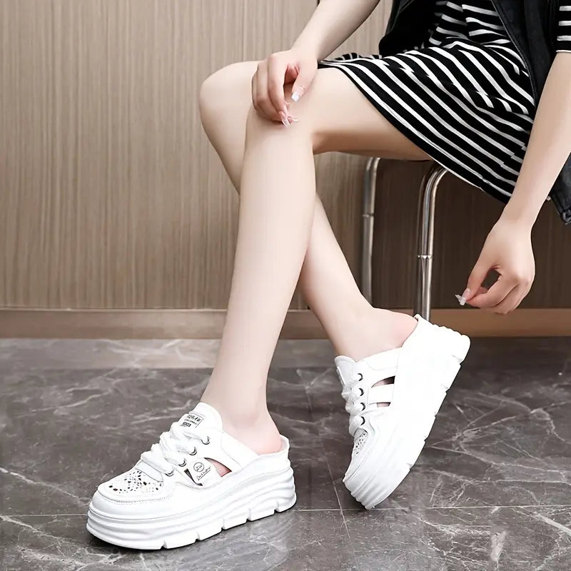 White Open-Heel Shoes