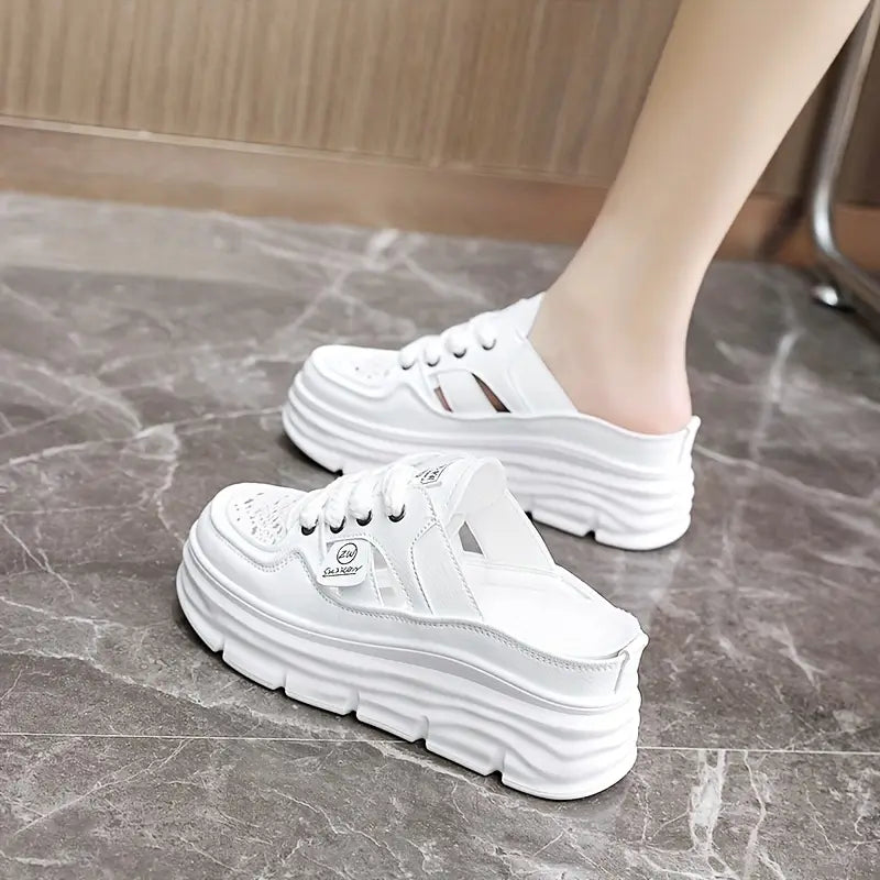 White Open-Heel Shoes