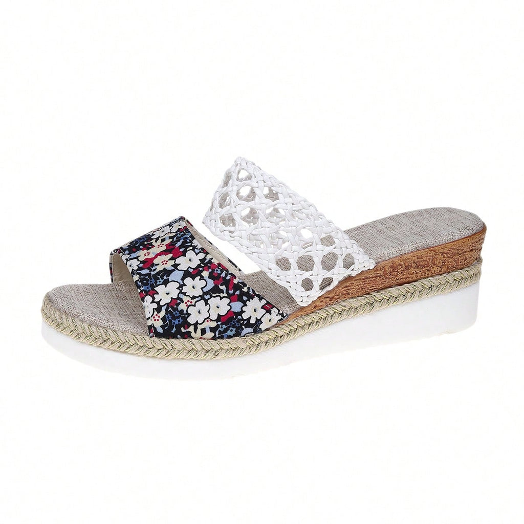 Woven Straw Wedge Sandals