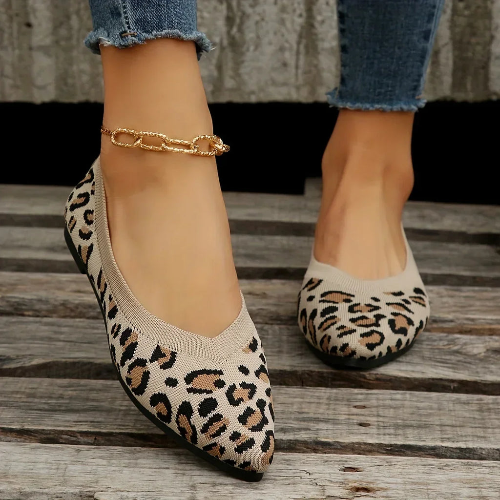Zebby Leopard Pointed-Toe Ballet Flat