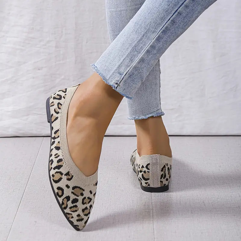 Zebby Leopard Pointed-Toe Ballet Flat