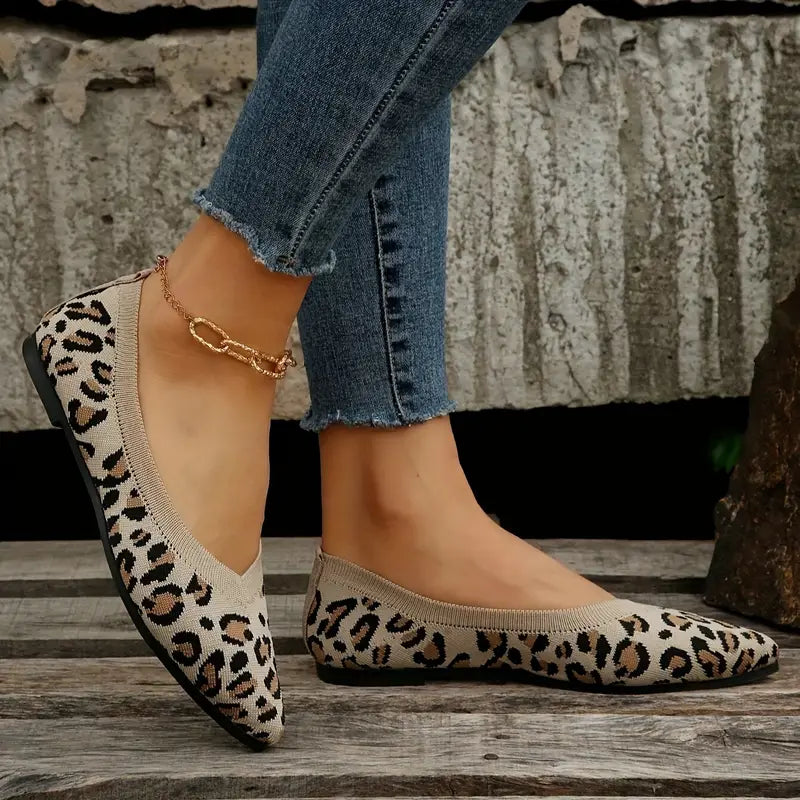 Zebby Leopard Pointed-Toe Ballet Flat