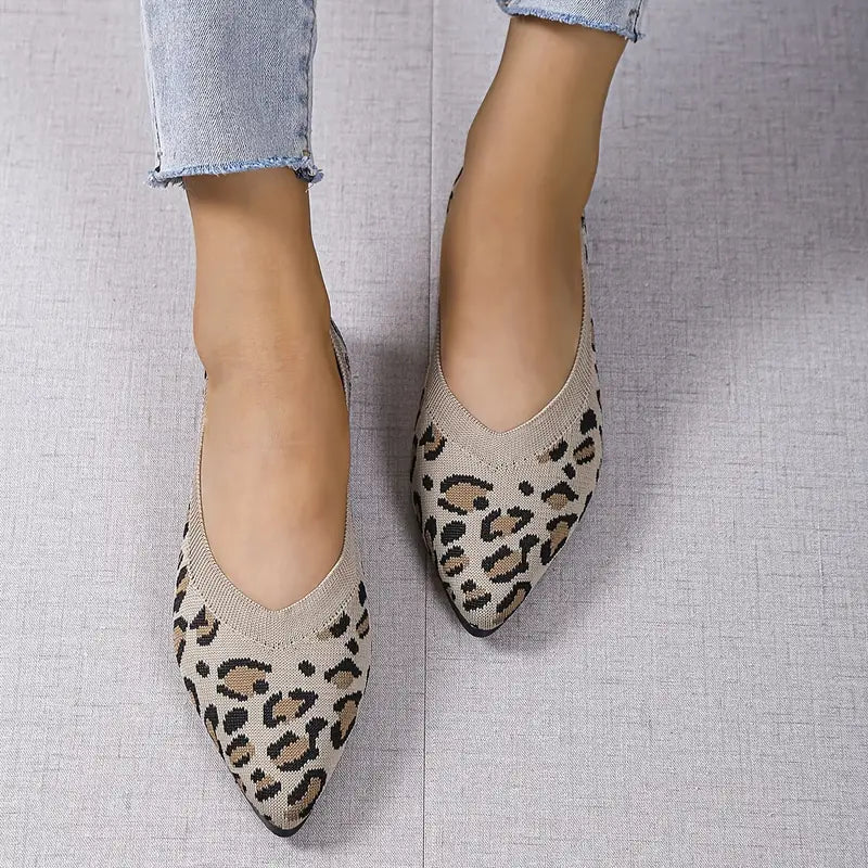 Zebby Leopard Pointed-Toe Ballet Flat