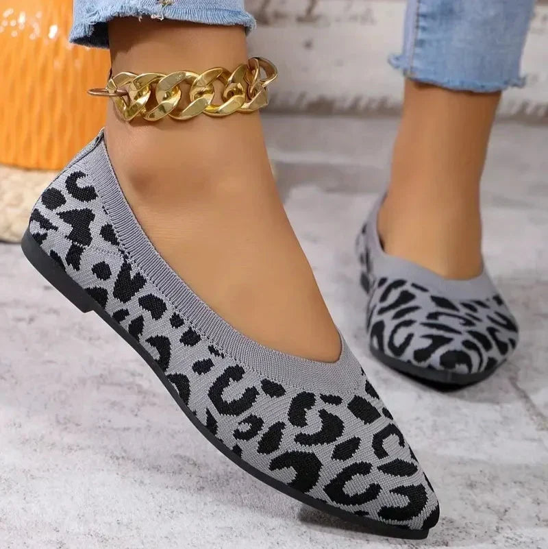 Zebby Leopard Pointed-Toe Ballet Flat